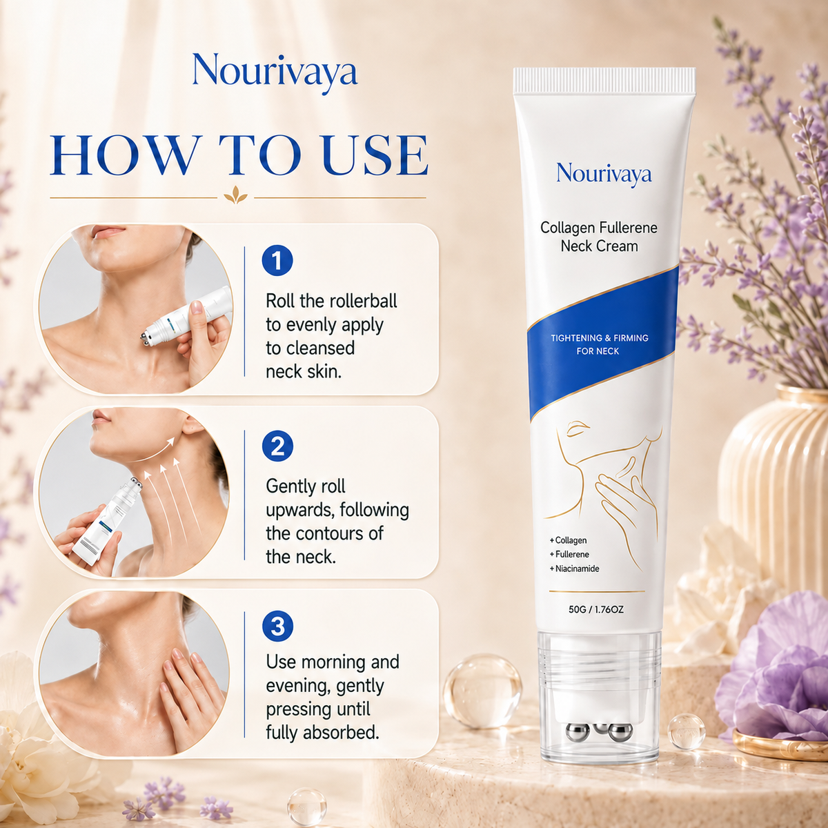 Nourivaya™ Daily Neck Firming Cream – Smoother, Softer-Looking Skin 🌿