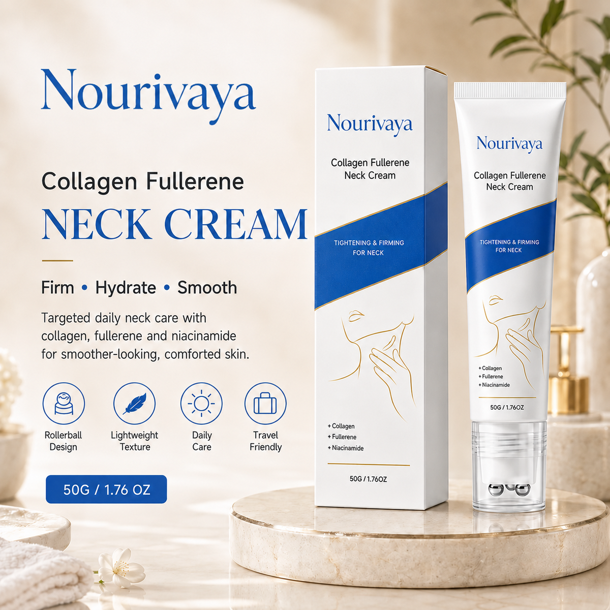 Nourivaya™ Daily Neck Firming Cream – Smoother, Softer-Looking Skin 🌿